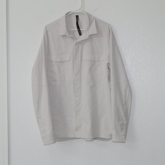 Lululemon Long Sleeve Snap Front Off White Shirt Dots XL - Picture 1 of 16